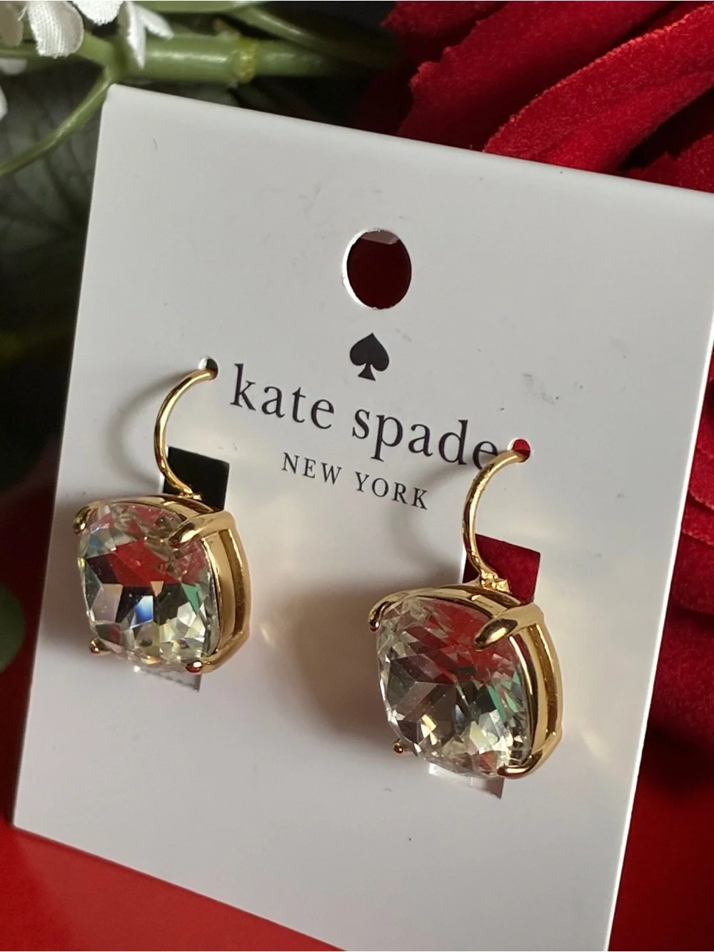 kate spade New York Gold Crystal Drop Earrings - Clear